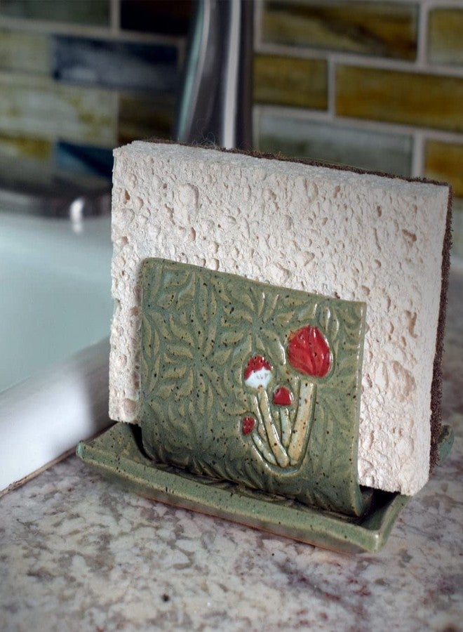 Modern Artisans Retro Earthy Green Mushroom Sponge Holder, American Handmade Pottery - Image 5